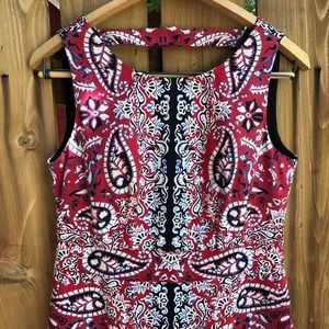 Nanette Lepore red paisley fit flare dress